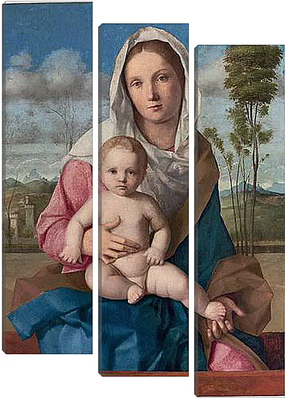 Модульная картина - The Madonna and Child in a landscape. Джованни Беллини
