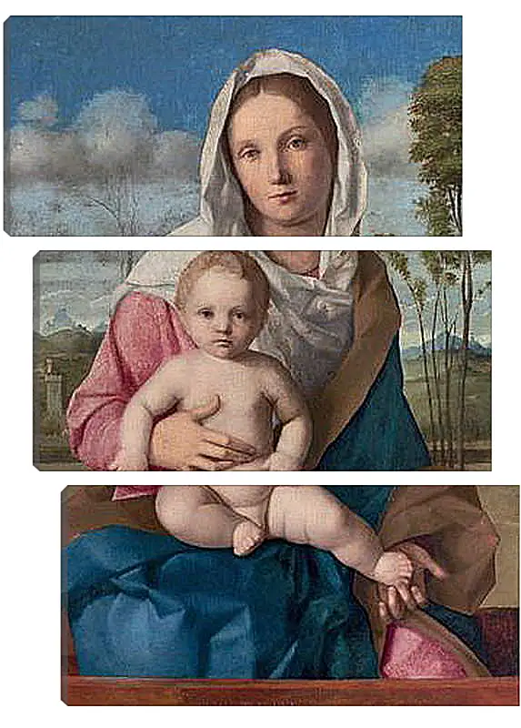 Модульная картина - The Madonna and Child in a landscape. Джованни Беллини
