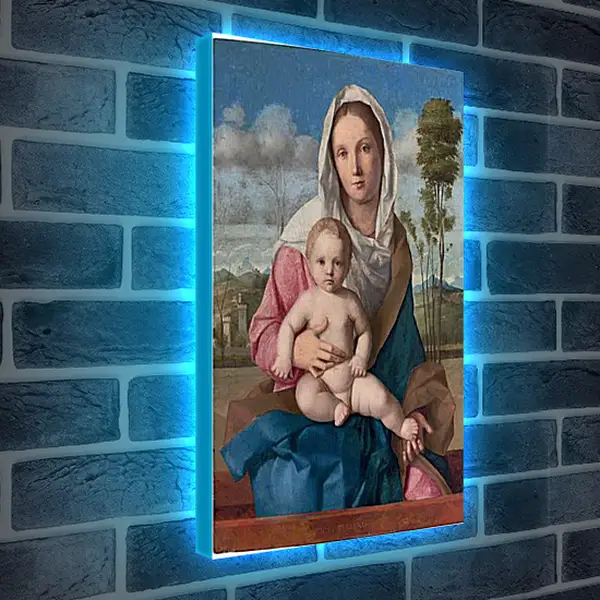 Лайтбокс световая панель - The Madonna and Child in a landscape. Джованни Беллини