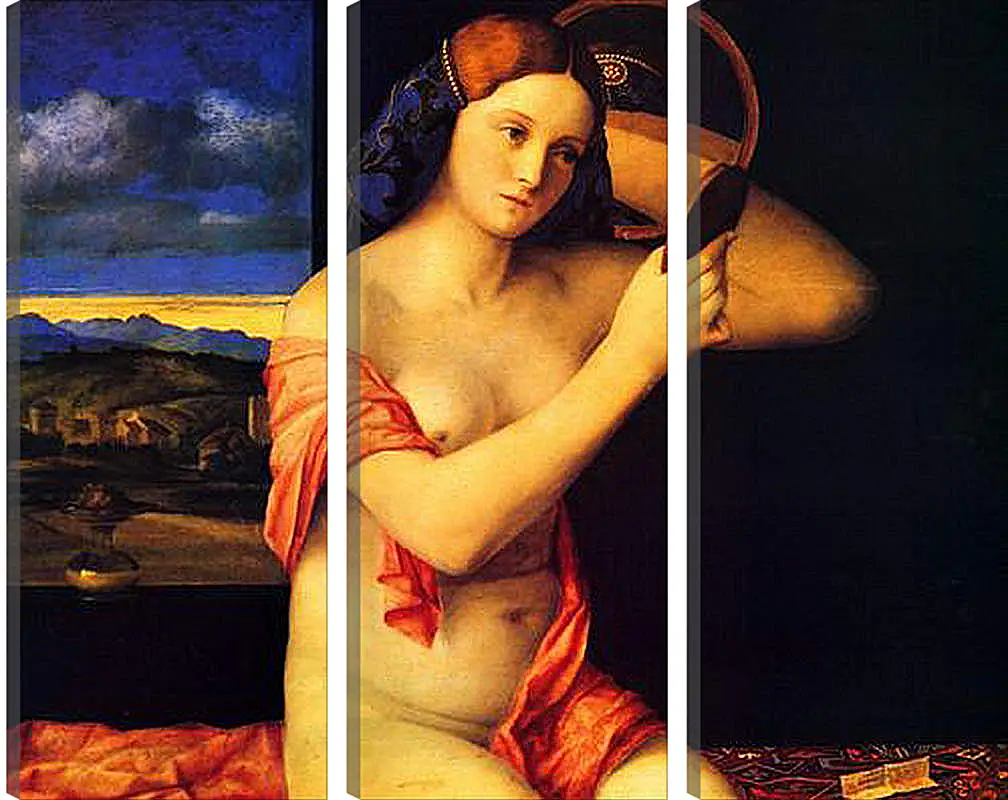 Модульная картина - Young Woman at her Toilet. Джованни Беллини