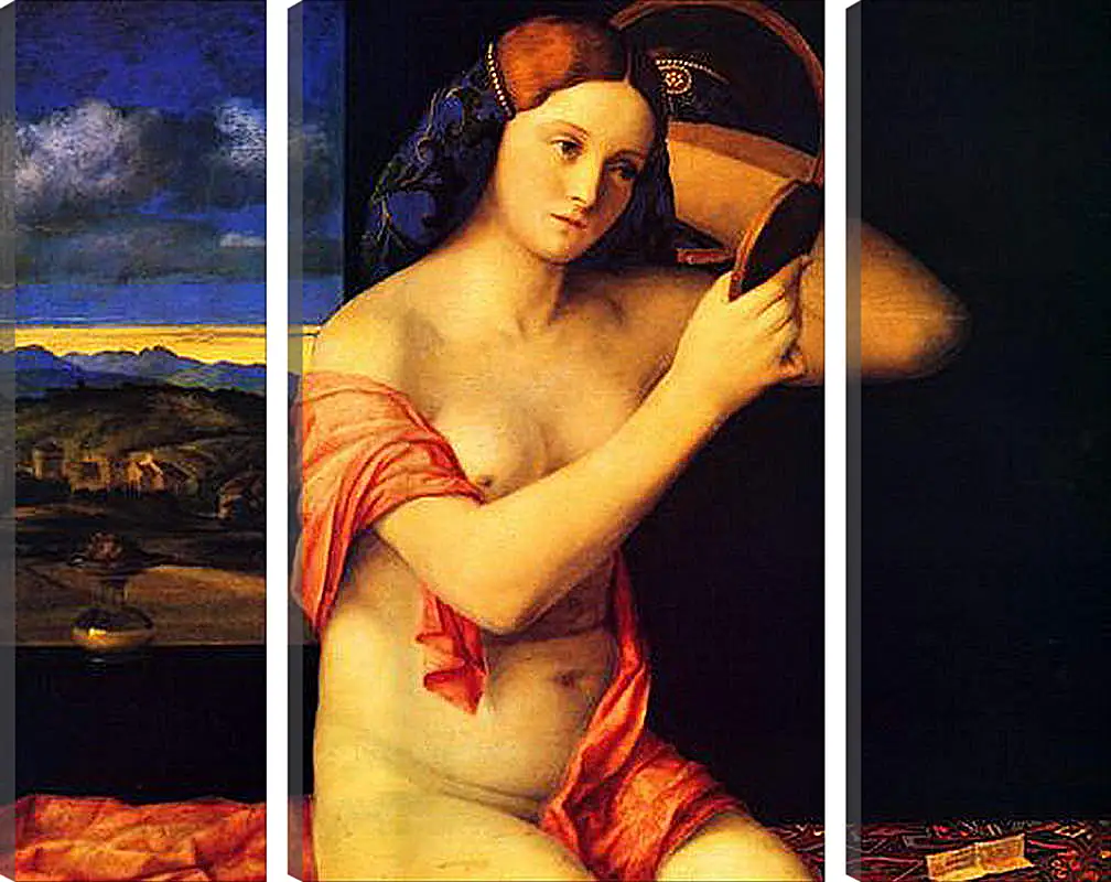 Модульная картина - Young Woman at her Toilet. Джованни Беллини
