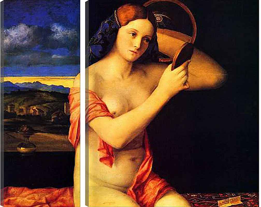 Модульная картина - Young Woman at her Toilet. Джованни Беллини