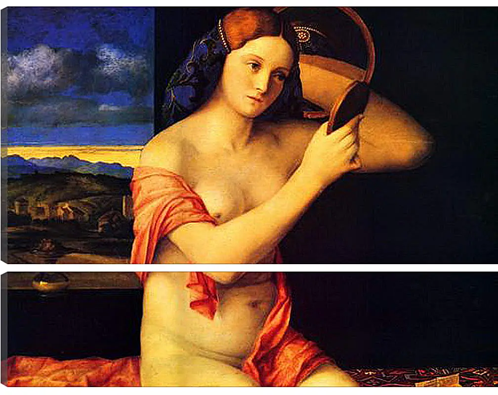 Модульная картина - Young Woman at her Toilet. Джованни Беллини