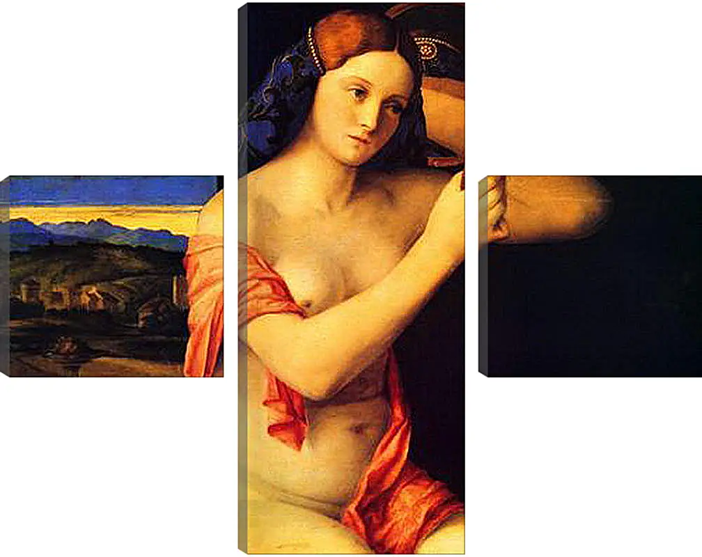 Модульная картина - Young Woman at her Toilet. Джованни Беллини