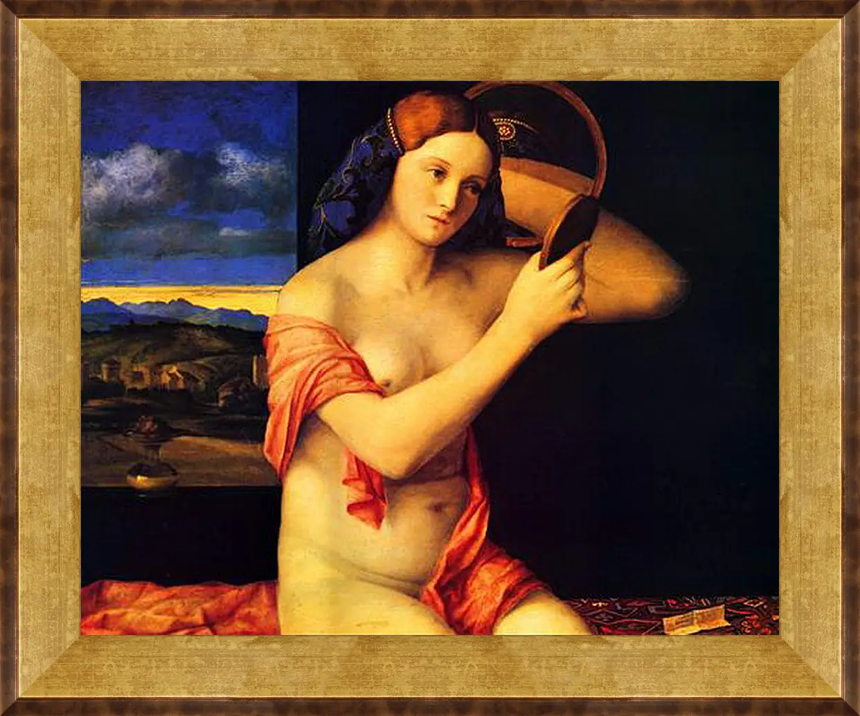 Картина в раме - Young Woman at her Toilet. Джованни Беллини