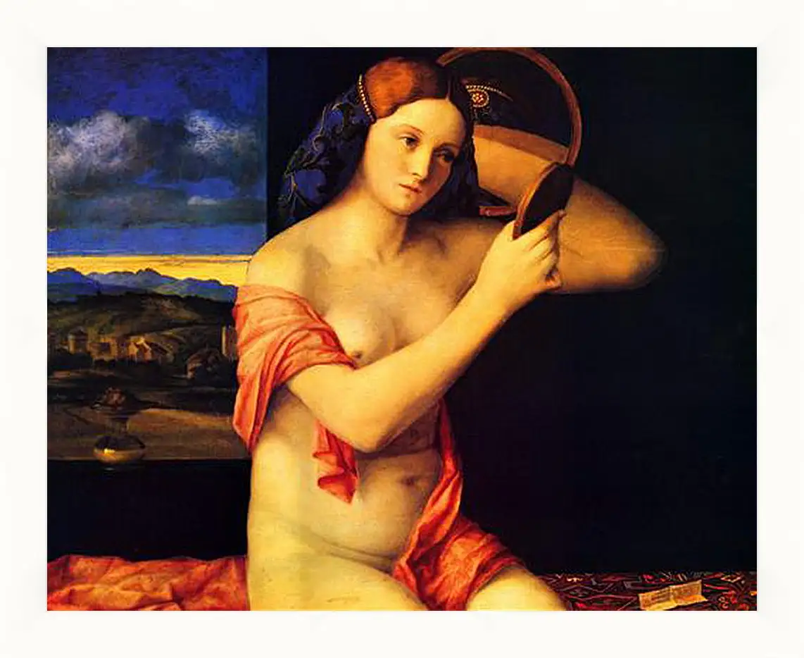 Картина в раме - Young Woman at her Toilet. Джованни Беллини
