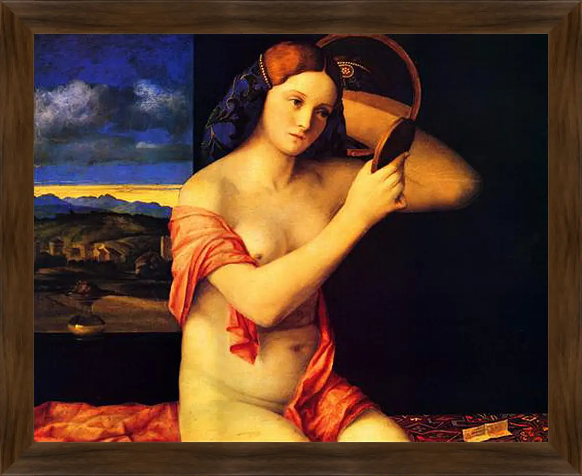 Картина в раме - Young Woman at her Toilet. Джованни Беллини