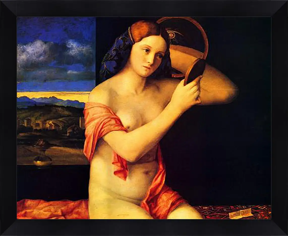 Картина в раме - Young Woman at her Toilet. Джованни Беллини