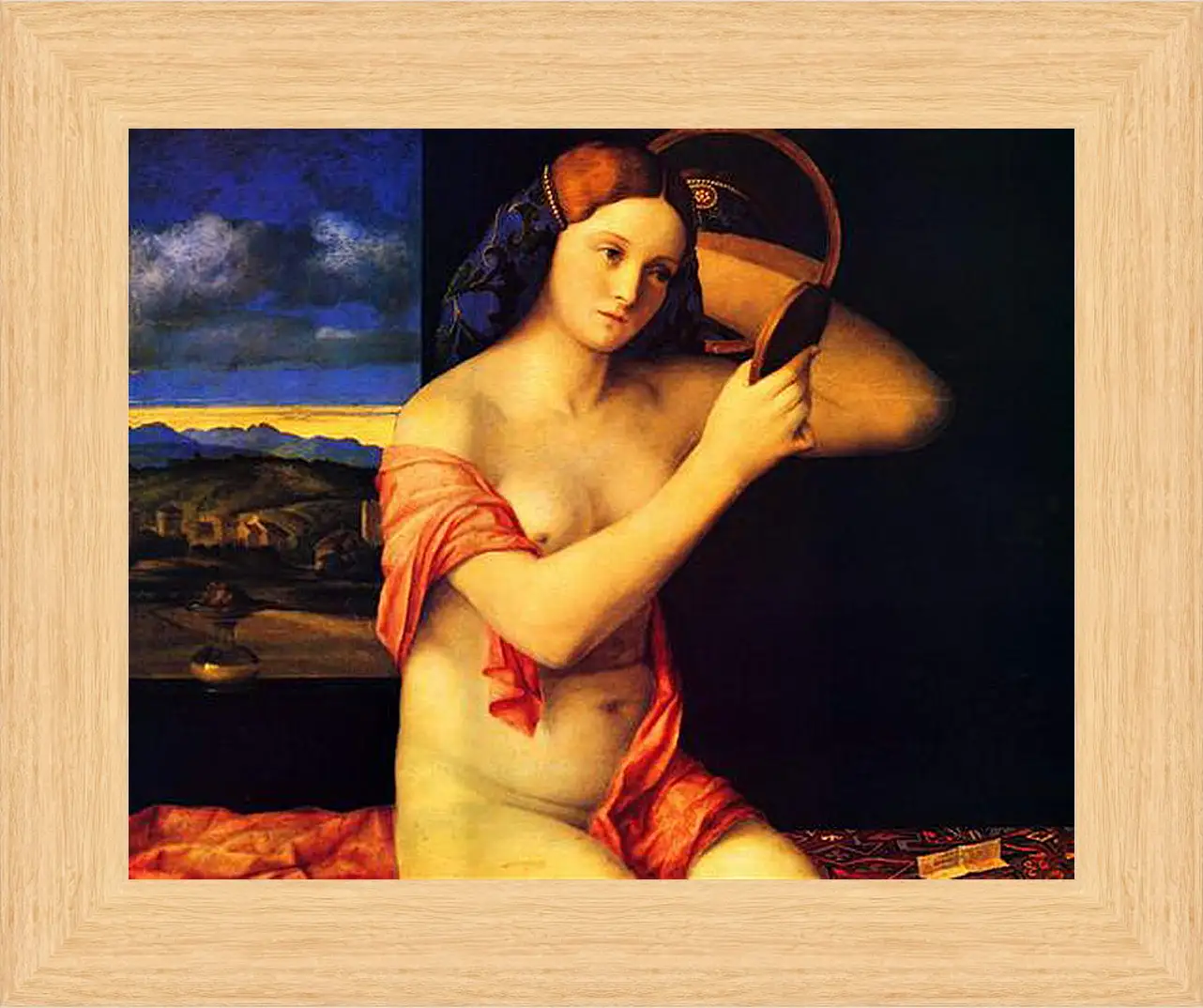 Картина в раме - Young Woman at her Toilet. Джованни Беллини