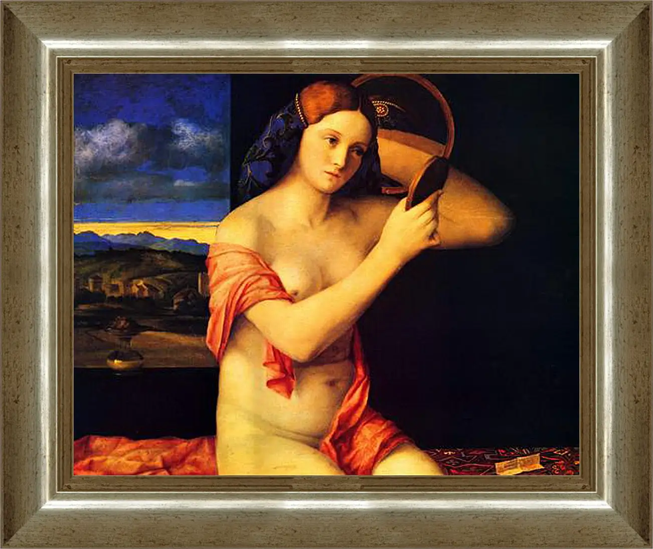 Картина в раме - Young Woman at her Toilet. Джованни Беллини