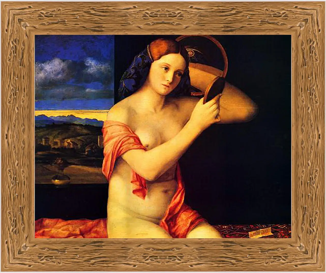 Картина в раме - Young Woman at her Toilet. Джованни Беллини