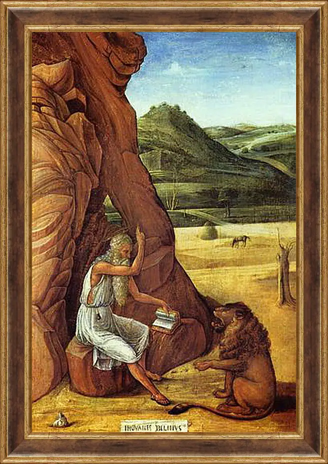Картина в раме - Hieronymus in der Wuste. Джованни Беллини