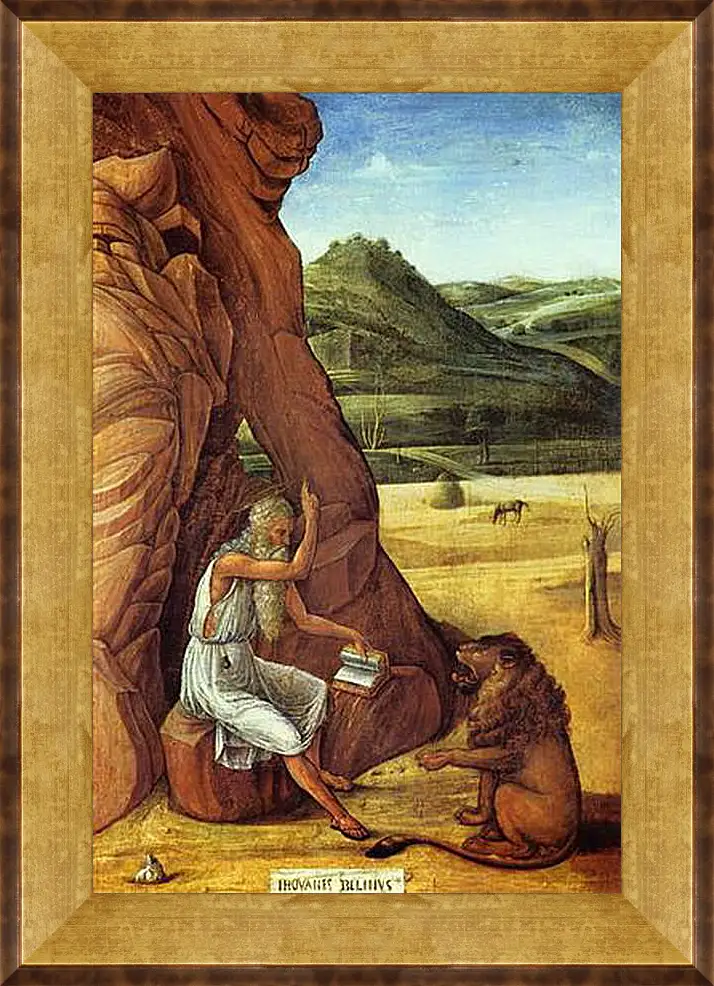 Картина в раме - Hieronymus in der Wuste. Джованни Беллини