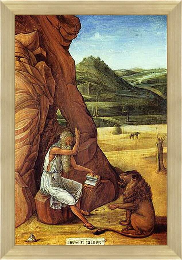 Картина в раме - Hieronymus in der Wuste. Джованни Беллини
