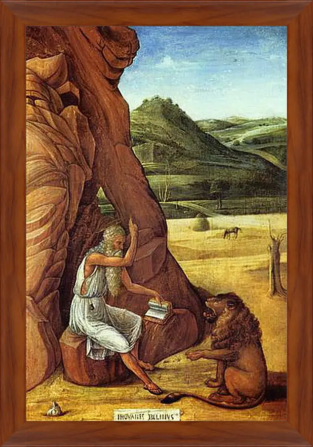 Картина в раме - Hieronymus in der Wuste. Джованни Беллини