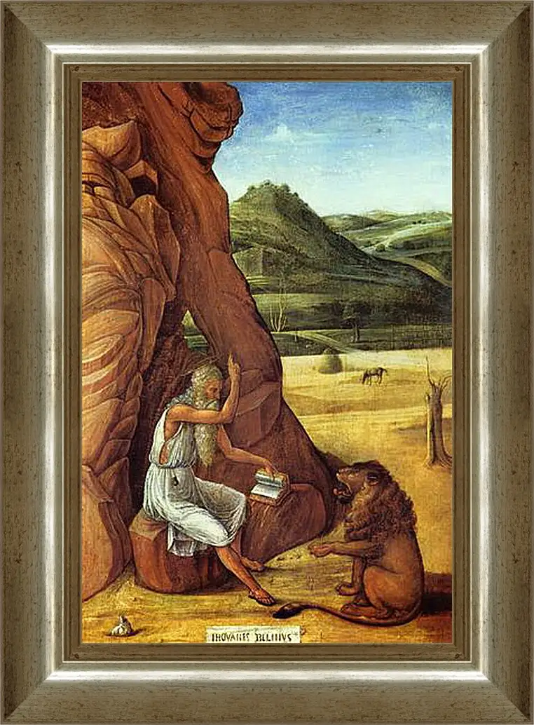 Картина в раме - Hieronymus in der Wuste. Джованни Беллини
