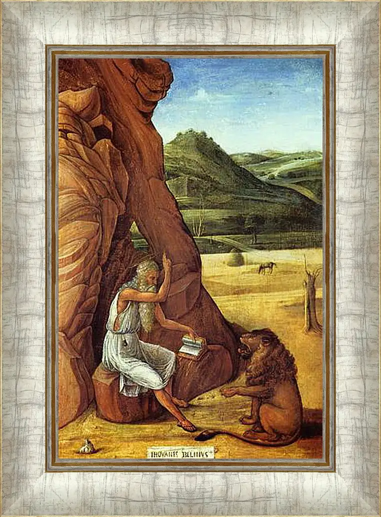 Картина в раме - Hieronymus in der Wuste. Джованни Беллини