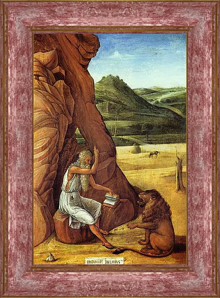 Картина в раме - Hieronymus in der Wuste. Джованни Беллини