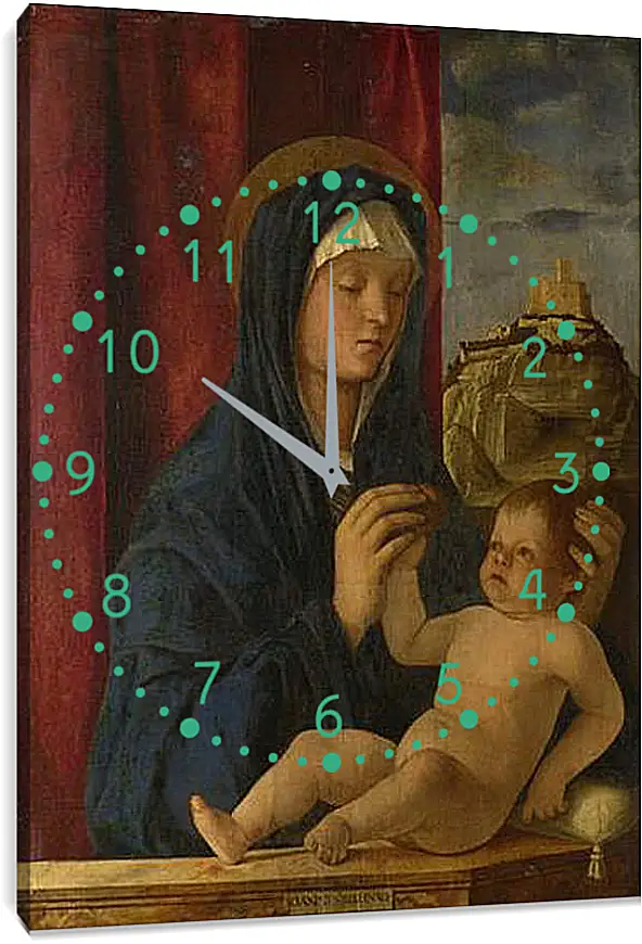 Часы картина - The Virgin and Child. Джованни Беллини