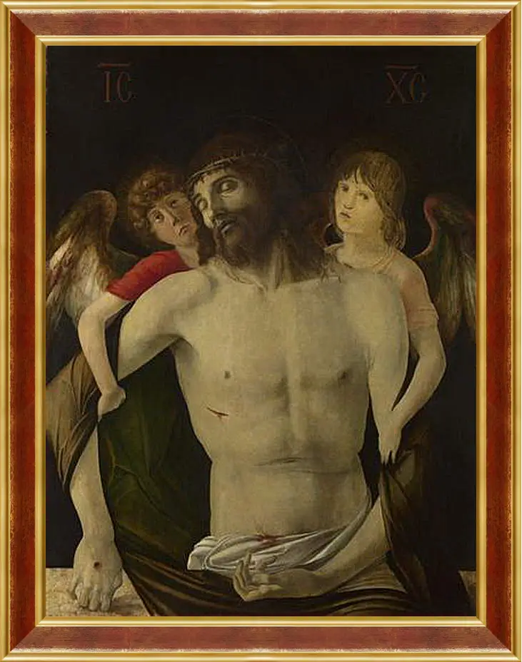 Картина в раме - The Dead Christ supported by Angels. Джованни Беллини
