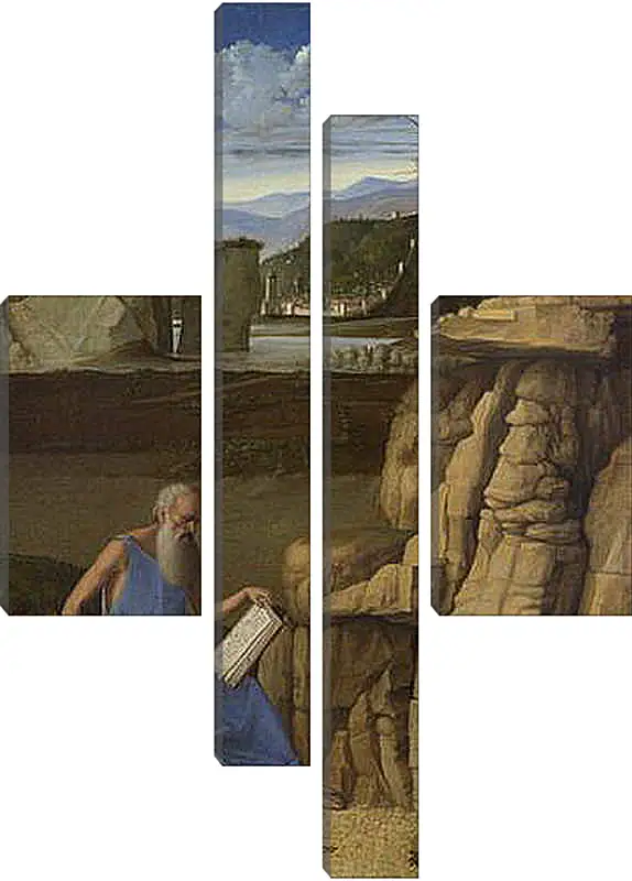 Модульная картина - Saint Jerome reading in a Landscape. Джованни Беллини