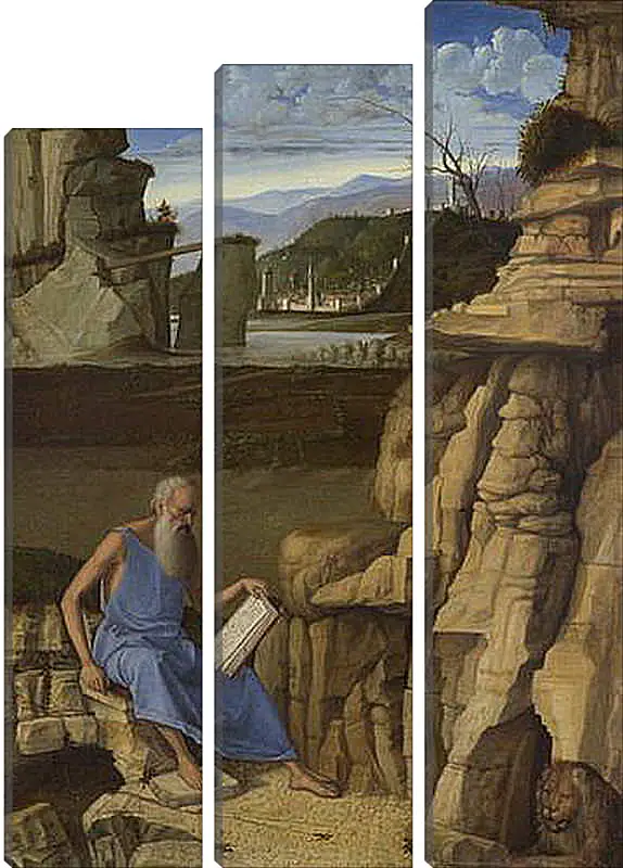 Модульная картина - Saint Jerome reading in a Landscape. Джованни Беллини
