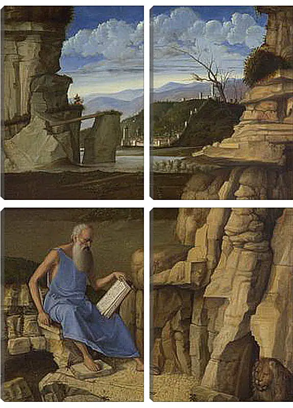 Модульная картина - Saint Jerome reading in a Landscape. Джованни Беллини