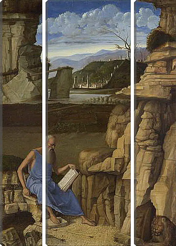 Модульная картина - Saint Jerome reading in a Landscape. Джованни Беллини
