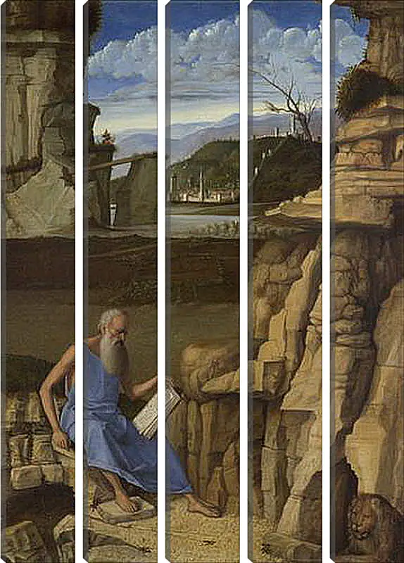 Модульная картина - Saint Jerome reading in a Landscape. Джованни Беллини