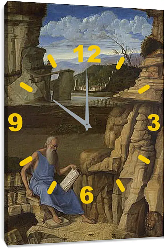 Часы картина - Saint Jerome reading in a Landscape. Джованни Беллини