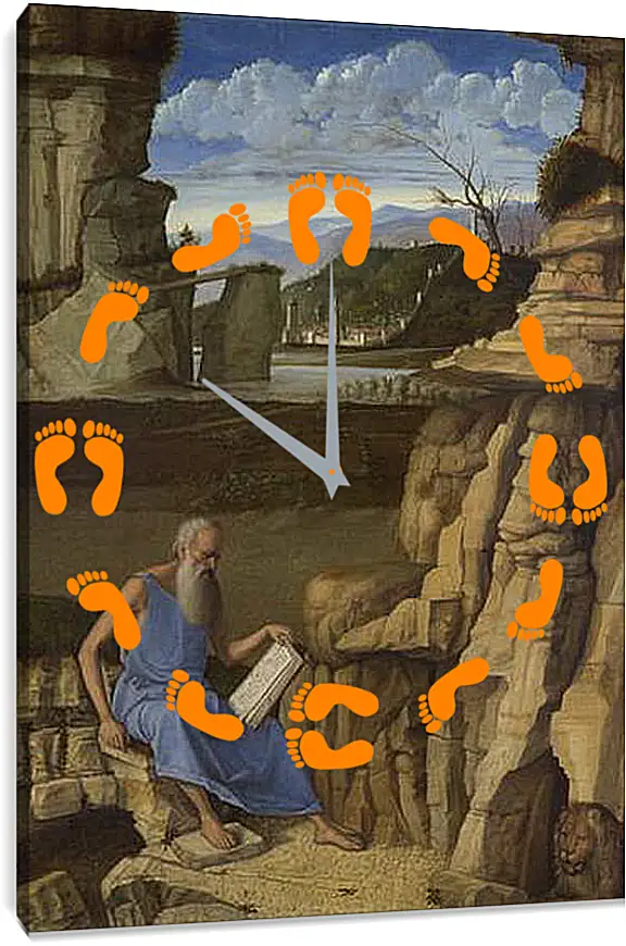 Часы картина - Saint Jerome reading in a Landscape. Джованни Беллини