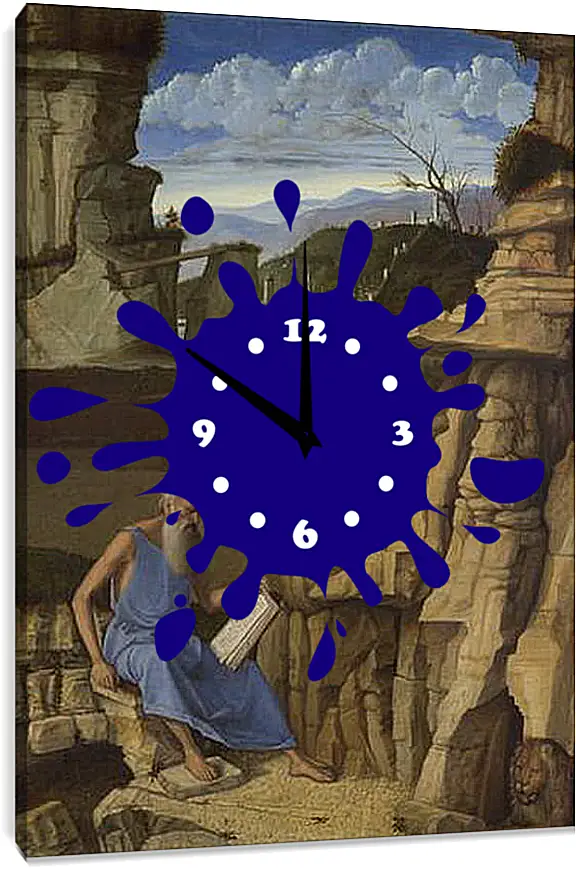 Часы картина - Saint Jerome reading in a Landscape. Джованни Беллини