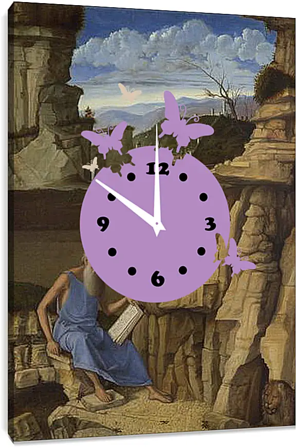 Часы картина - Saint Jerome reading in a Landscape. Джованни Беллини