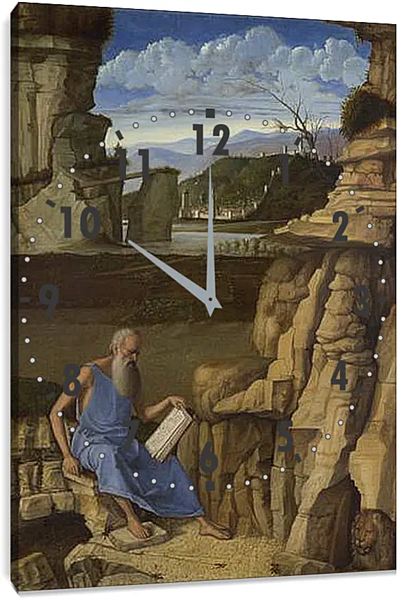 Часы картина - Saint Jerome reading in a Landscape. Джованни Беллини
