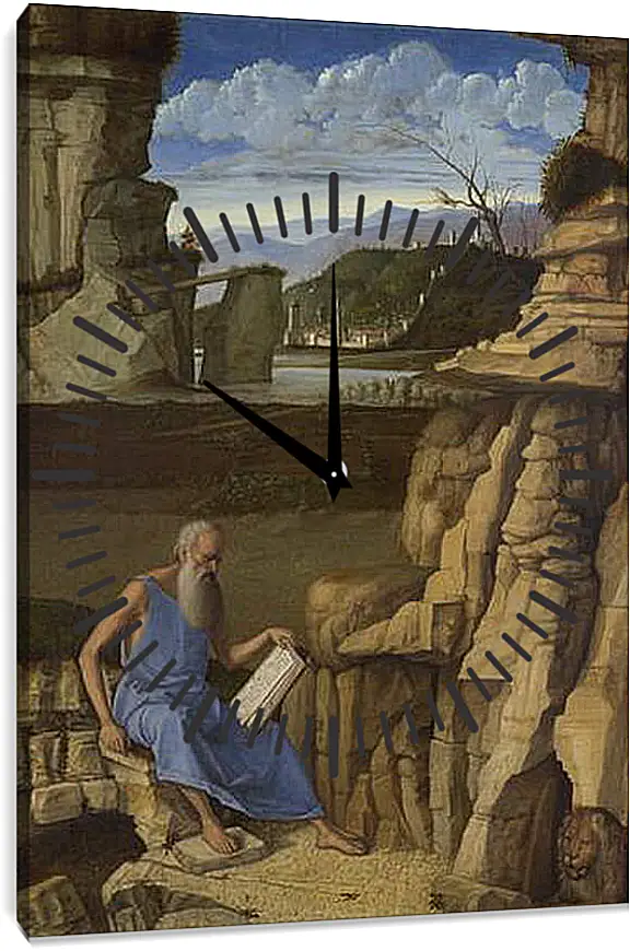 Часы картина - Saint Jerome reading in a Landscape. Джованни Беллини