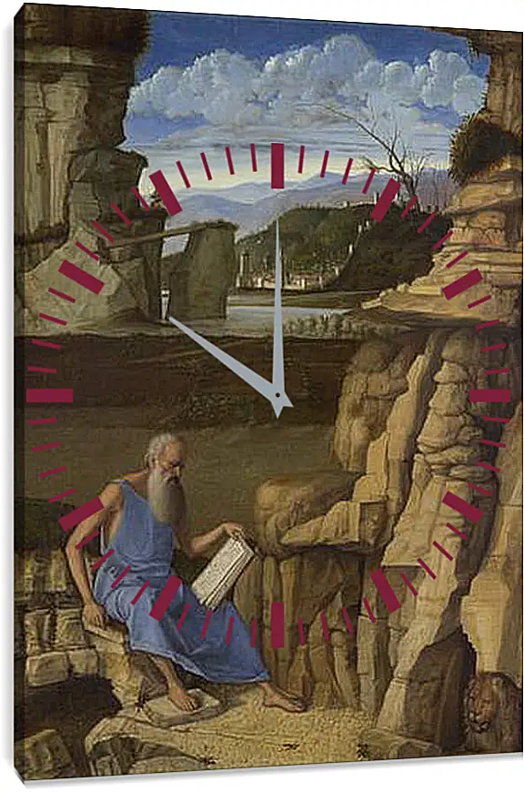 Часы картина - Saint Jerome reading in a Landscape. Джованни Беллини