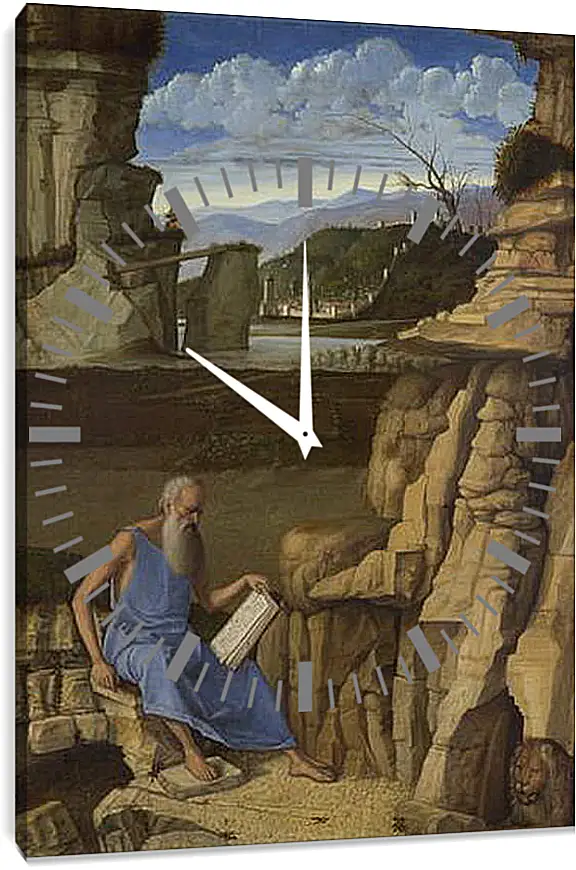 Часы картина - Saint Jerome reading in a Landscape. Джованни Беллини