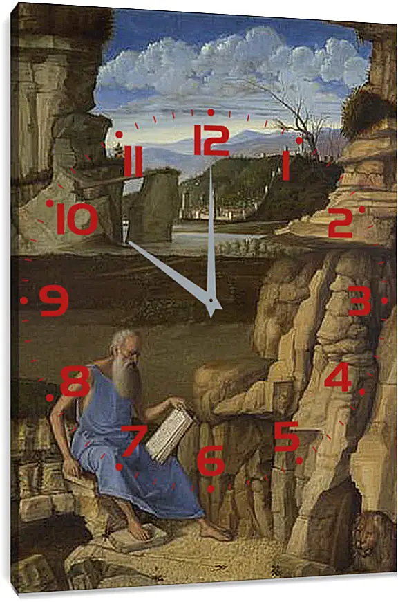 Часы картина - Saint Jerome reading in a Landscape. Джованни Беллини