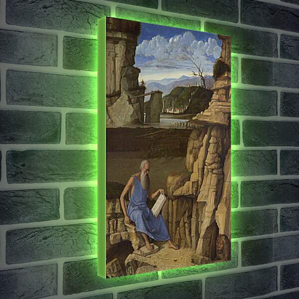 Лайтбокс световая панель - Saint Jerome reading in a Landscape. Джованни Беллини