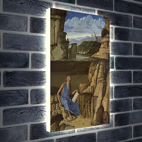 Лайтбокс световая панель - Saint Jerome reading in a Landscape. Джованни Беллини