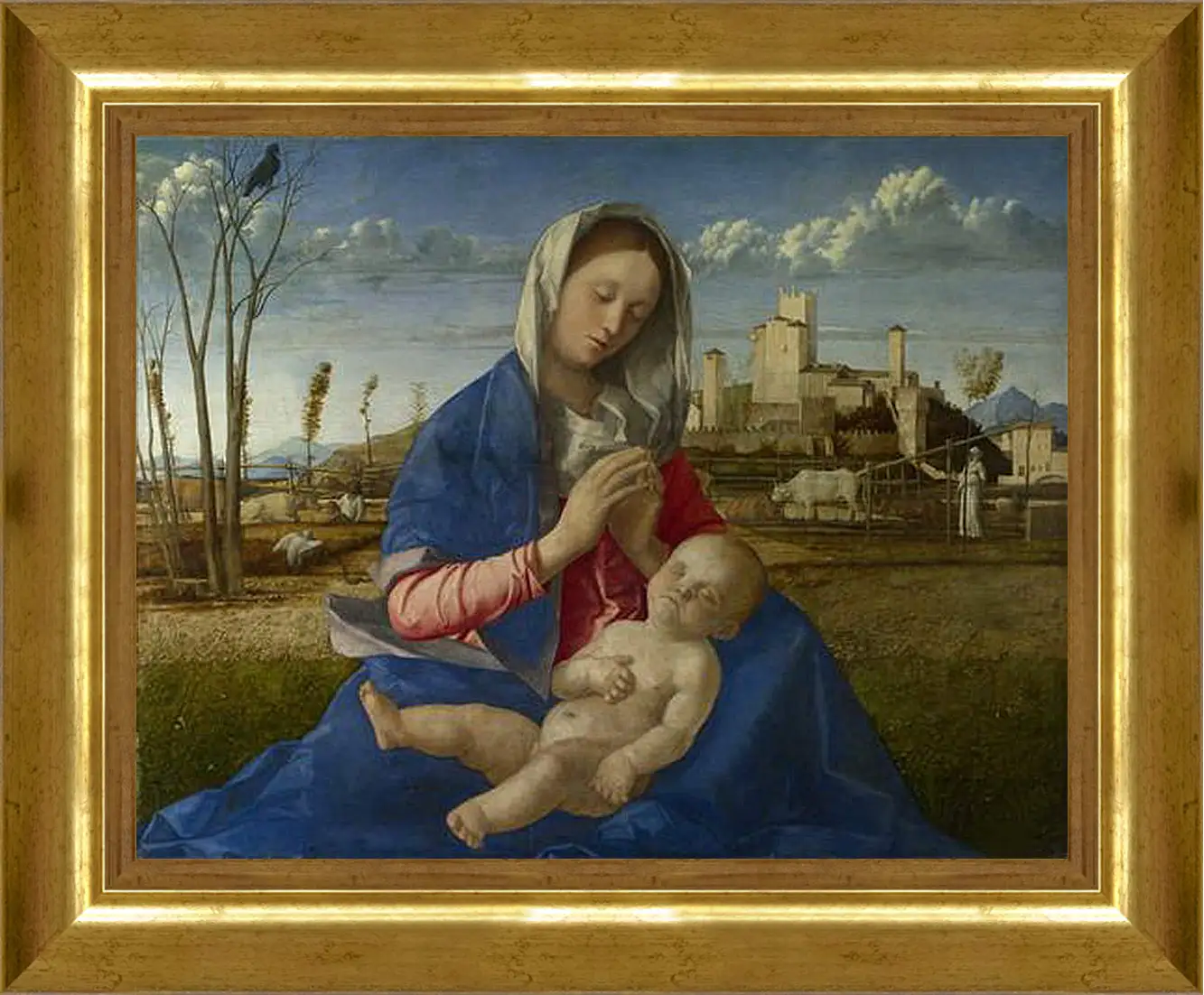 Картина в раме - Madonna of the Meadow. Джованни Беллини