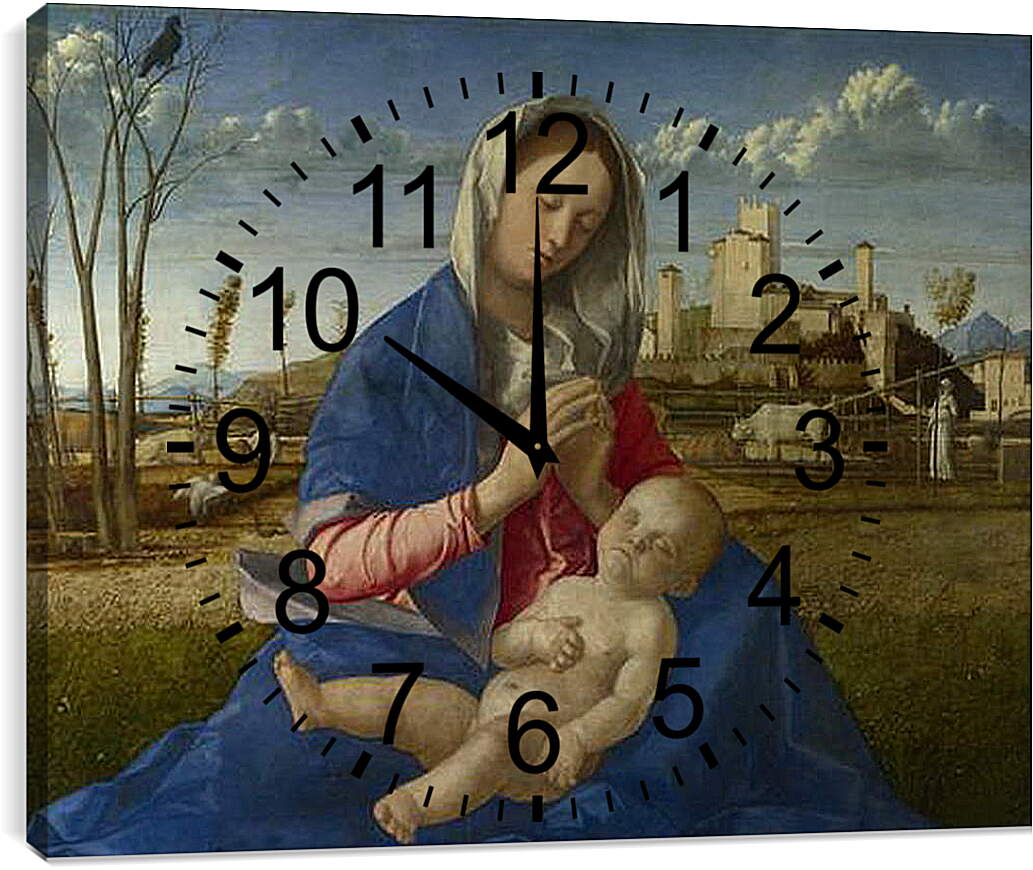 Часы картина - Madonna of the Meadow. Джованни Беллини
