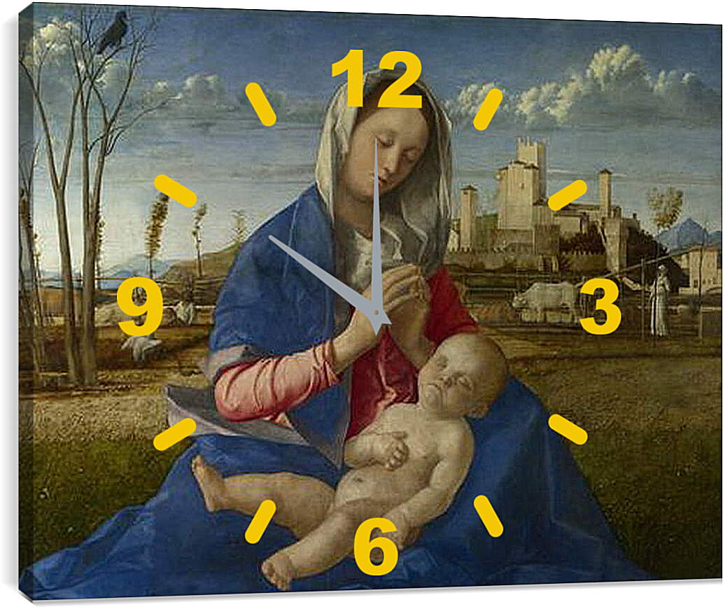 Часы картина - Madonna of the Meadow. Джованни Беллини
