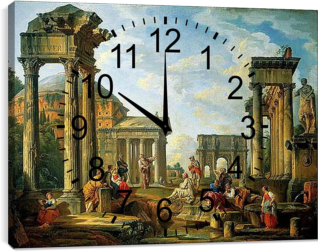 Часы картина - Римские руины. Джованни Паоло Панини
