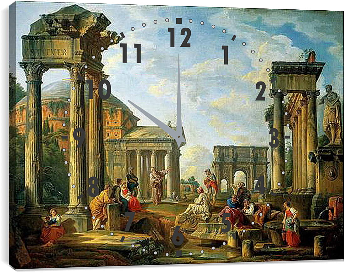 Часы картина - Римские руины. Джованни Паоло Панини
