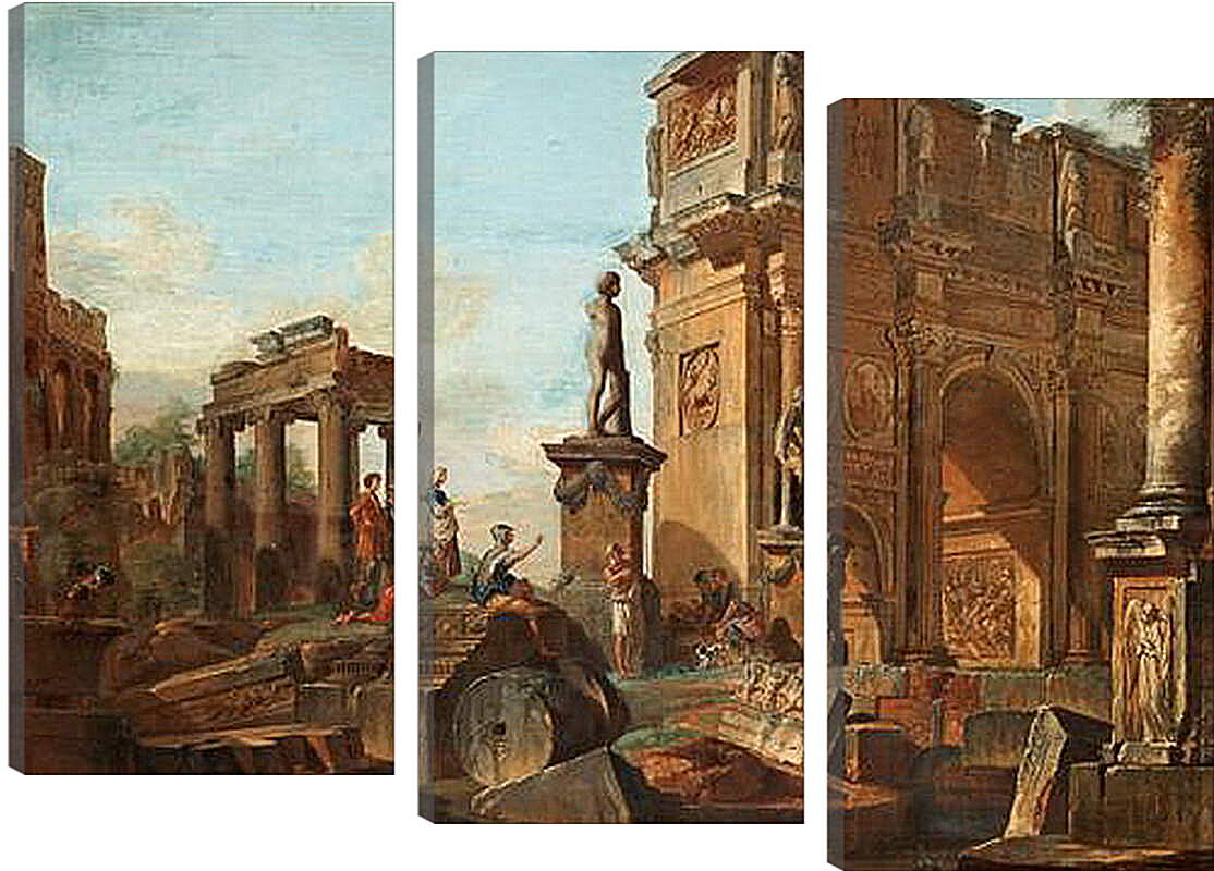 Модульная картина - Каприччо с римскими руинами и аркой Константина. Джованни Паоло Панини
