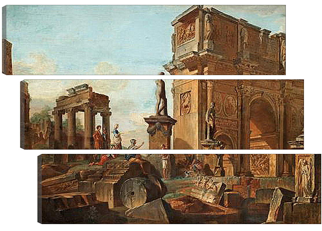 Модульная картина - Каприччо с римскими руинами и аркой Константина. Джованни Паоло Панини
