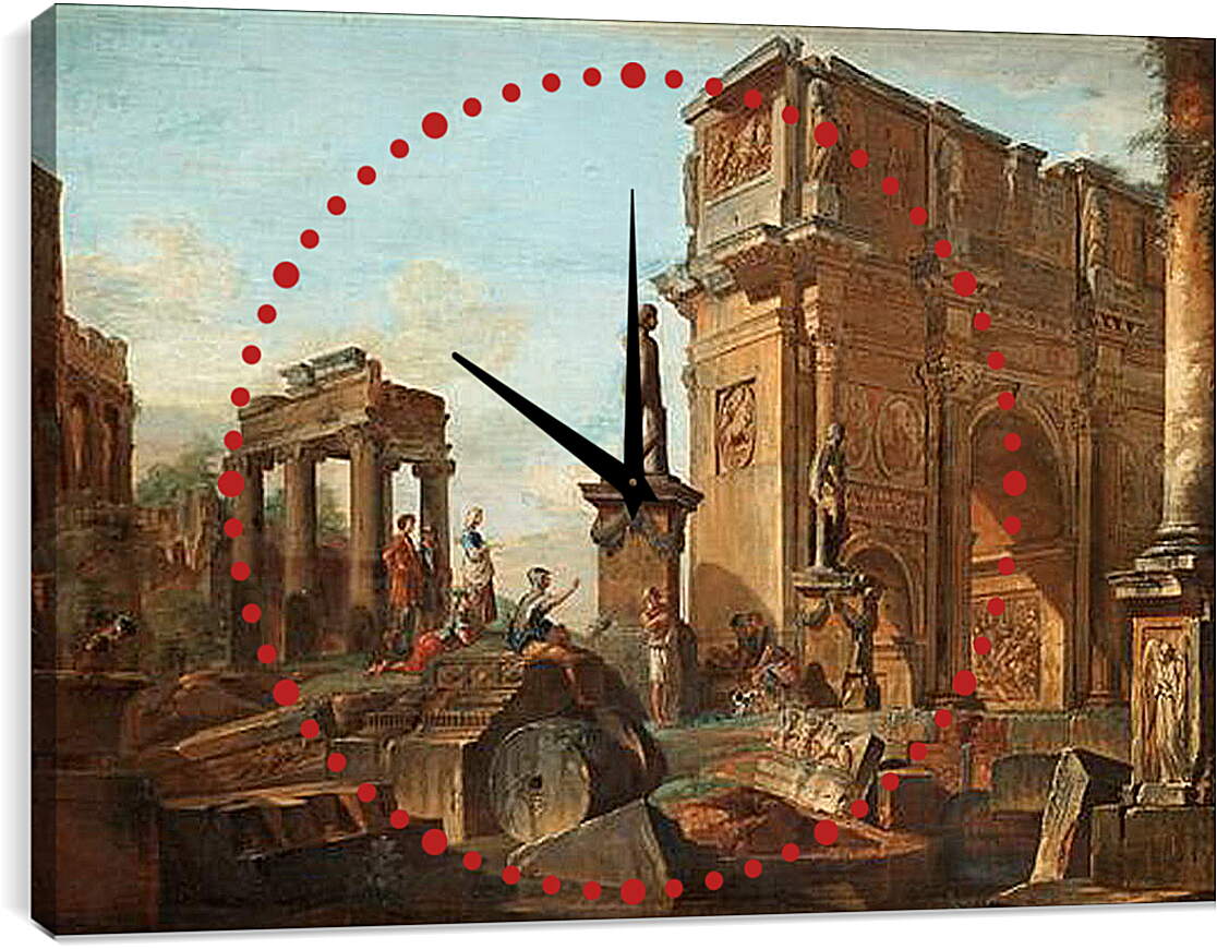 Часы картина - Каприччо с римскими руинами и аркой Константина. Джованни Паоло Панини
