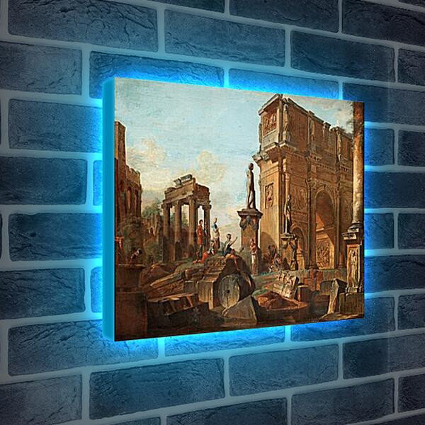 Лайтбокс световая панель - Каприччо с римскими руинами и аркой Константина. Джованни Паоло Панини
