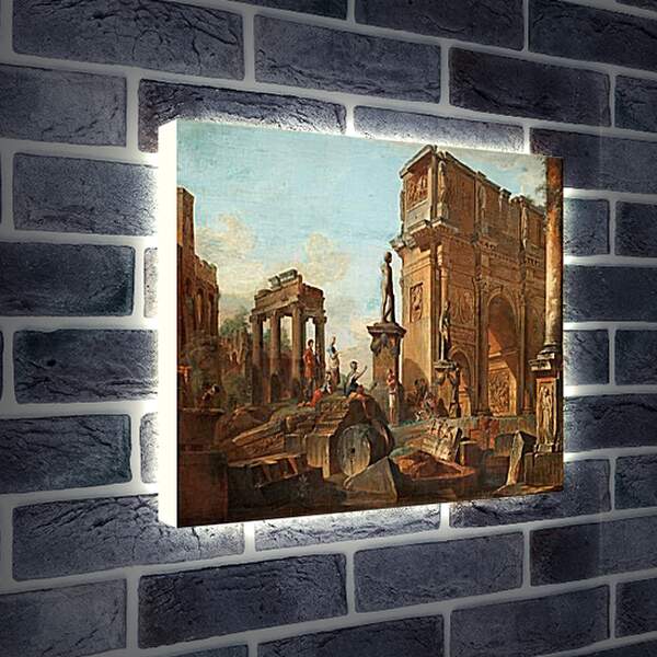 Лайтбокс световая панель - Каприччо с римскими руинами и аркой Константина. Джованни Паоло Панини
